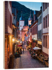 Quadro de madeira Romantic Old Town at night in Heidelberg, Germany