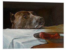 Foam board print Great Dane with sausage bowl