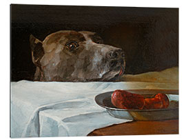 Tableau en plexi-alu Dogue Allemand avec bol à saucisses