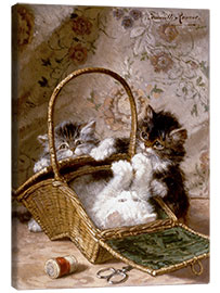 Leinwandbild Junge Katzen mit einem Nähkorb - Henriette Ronner-Knip