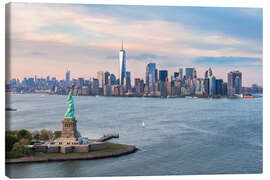 Stampa su tela  Statua della libertà e World Trade Center, New York - Matteo Colombo
