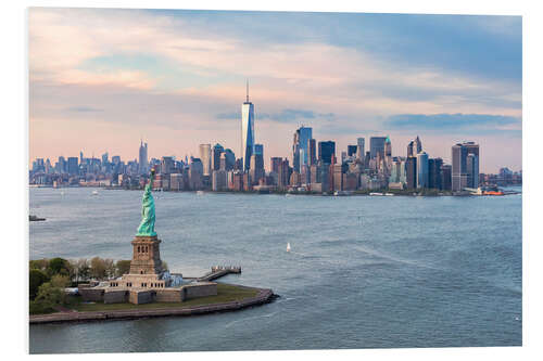 Tableau en PVC La statue de la Liberté et du World Trade Center, New York