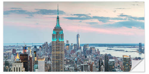 Sticker mural Panoramic of Empire State Building and Manhattan skyline at sunset, New York city, USA