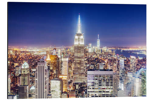 Aluminium print The Manhattan skyline at night, NYC