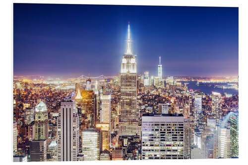 Foam board print The Manhattan skyline at night, NYC