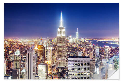 Wandsticker Die Skyline von Manhattan bei Nacht, NYC