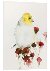 Foam board print Yellow Bird and Flowers