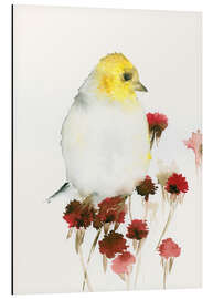 Magnettafel Gelber Vogel und Blüten