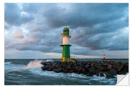 Selvklebende plakat Mole in Warnemuende on the Baltic Sea coast