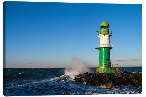 Canvas print Lighthouse in Warnemuende