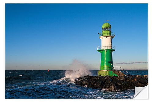 Självhäftande poster Lighthouse in Warnemuende