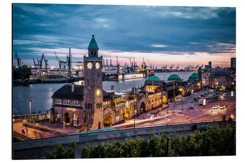 Alubild Hafen Hamburg am Abend