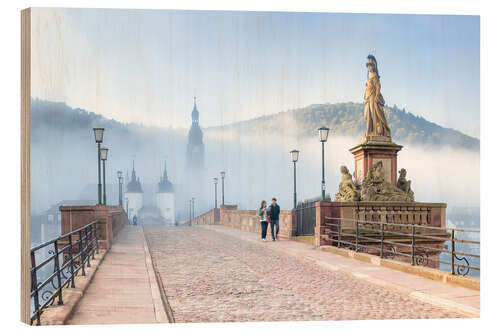 Quadro de madeira Karl Theodor Bridge and Old Town in Heidelberg, Germany