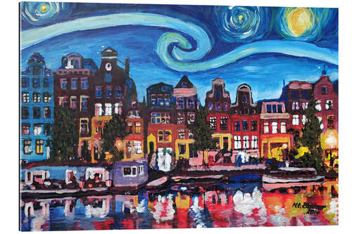 Gallery print Starry Night over Amsterdam Canal, Van Gogh Inspiration