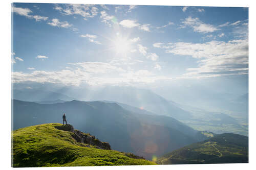 Acrylic print Hikers in backlight