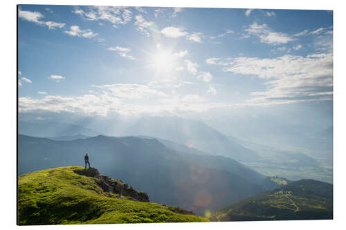 Aluminium print Hikers in backlight