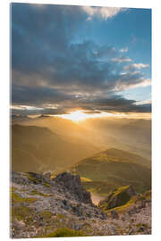 Tableau en verre acrylique Sunset in the Tyrolean Alps