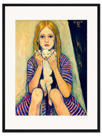 Gerahmter Kunstdruck Mädchen mit Katze