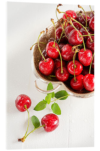 Acrylglas print A bowl of delicious cherries