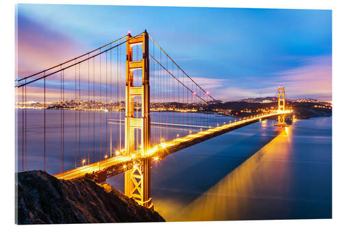 Acrylic print Sunrise over Golden gate bridge and San Francisco bay, California, USA