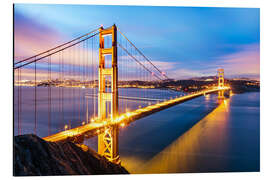 Quadro em alumínio Sunrise over Golden gate bridge and San Francisco bay, California, USA