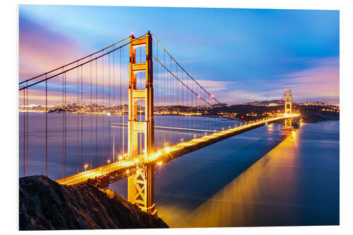 Foam board print Sunrise over Golden gate bridge and San Francisco bay, California, USA