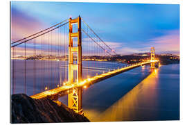 Galleritryk Sunrise over Golden gate bridge and San Francisco bay, California, USA