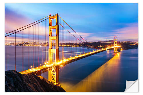 Naklejka na ścianę Sunrise over Golden gate bridge and San Francisco bay, California, USA