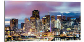 Aluminium print Panoramic of San Francisco downtown district skyline at night, California, USA