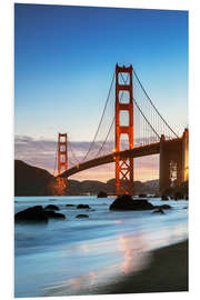 Foam board print Golden gate bridge at dawn from Baker beach, San Francisco, California, USA