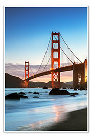Stampa  Golden gate bridge at dawn from Baker beach, San Francisco, California, USA - Matteo Colombo