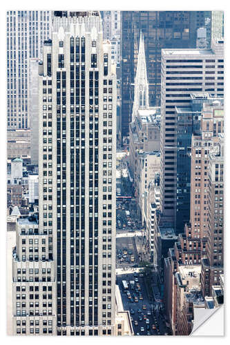 Selvklæbende plakat Elevated view of 5th avenue, Manhattan, New York city, USA