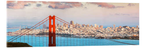 Quadro em acrílico Panoramic sunset over Golden gate bridge and San Francisco bay, California, USA