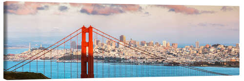 Canvas print Panoramic sunset over Golden gate bridge and San Francisco bay, California, USA