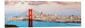 PVC-tavla Panoramic sunset over Golden gate bridge and San Francisco bay, California, USA