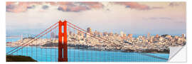 Självhäftande poster Panoramic sunset over Golden gate bridge and San Francisco bay, California, USA