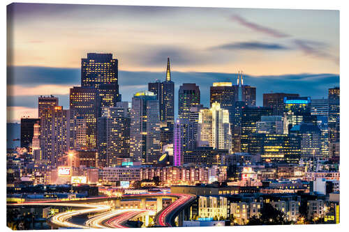 Leinwandbild San Francisco Innenstadt Skyline bei Nacht, Kalifornien, USA