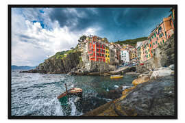 Gerahmter Kunstdruck Riomaggiore während eines Sturms