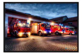 Gerahmter Kunstdruck Feuerwehrfahrzeuge
