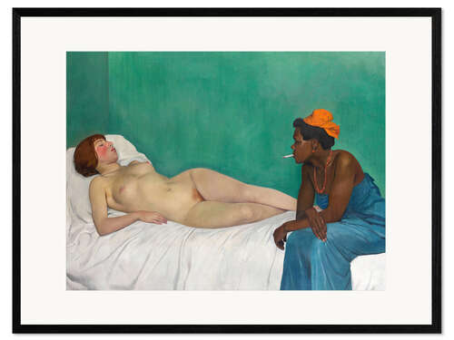Ingelijste kunstdruk De blanke en de zwarte (La Blanche et la Noire)