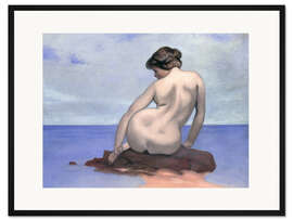 Gerahmter Kunstdruck Baigneuse assise sur un rocher