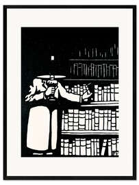 Impresión de arte enmarcada El amante de los libros sosteniendo