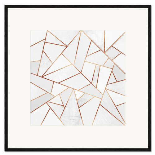 Kunsttryk i ramme White Stone and Copper Lines