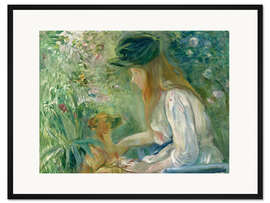 Gerahmter Kunstdruck Mädchen mit Hund