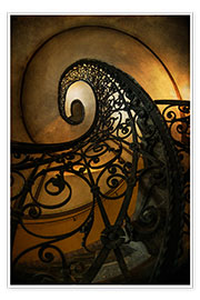 Poster Vieil escalier en colimaçon 