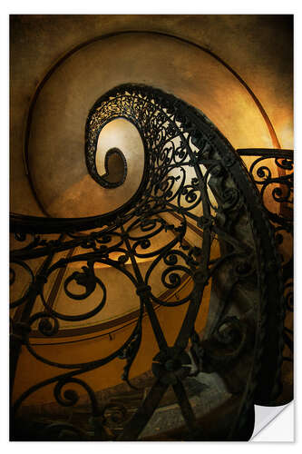 Selvklebende plakat Old Spiral Staircase II