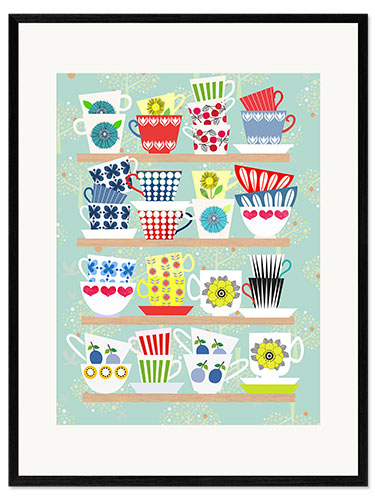 Framed art print Shelf of Scandinavian cups