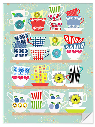 Vinilo para la pared Estanterías con tazas escandinavas