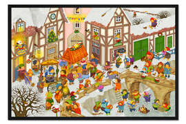 Gerahmter Kunstdruck Mein Dorf im Winter