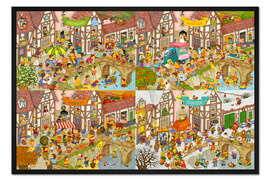 Gerahmter Kunstdruck Die vier Jahreszeiten in meinem Dorf